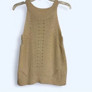 Ribbed Knit Racerback Tank Top in Tan